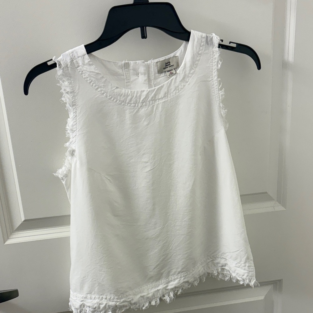 Thread & Supply Frayed Hem White Tank Top